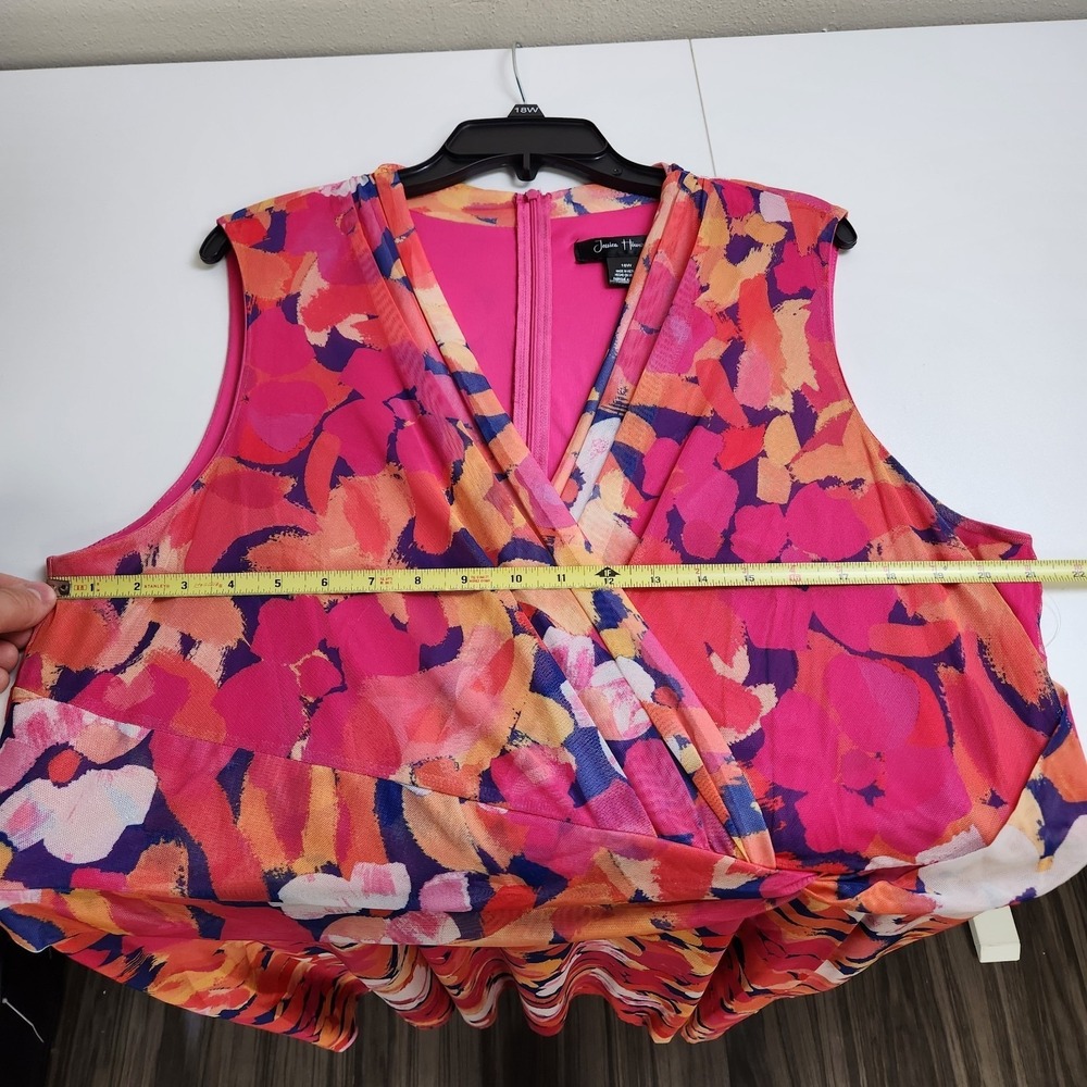 Jessica Howard Floral Surplice Neck Midi Pink Dress Womens Size 18W NWT - Picture 7 of 9